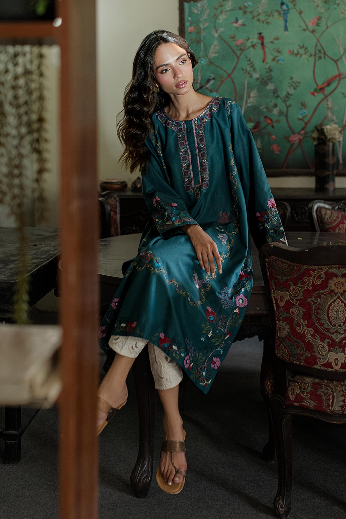 TEAL EMBROIDERED KURTA