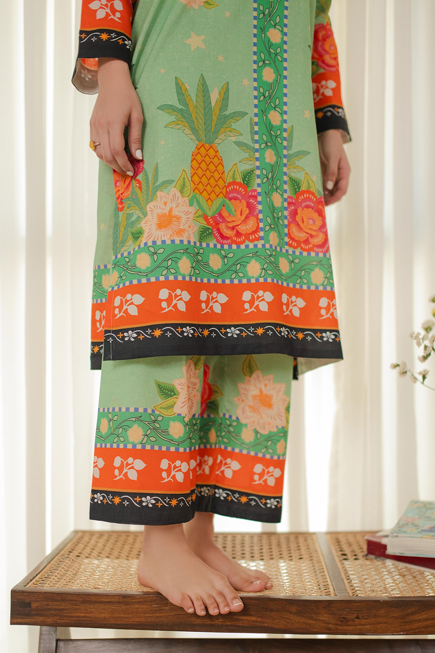 MINT PRINTED KURTA-SET