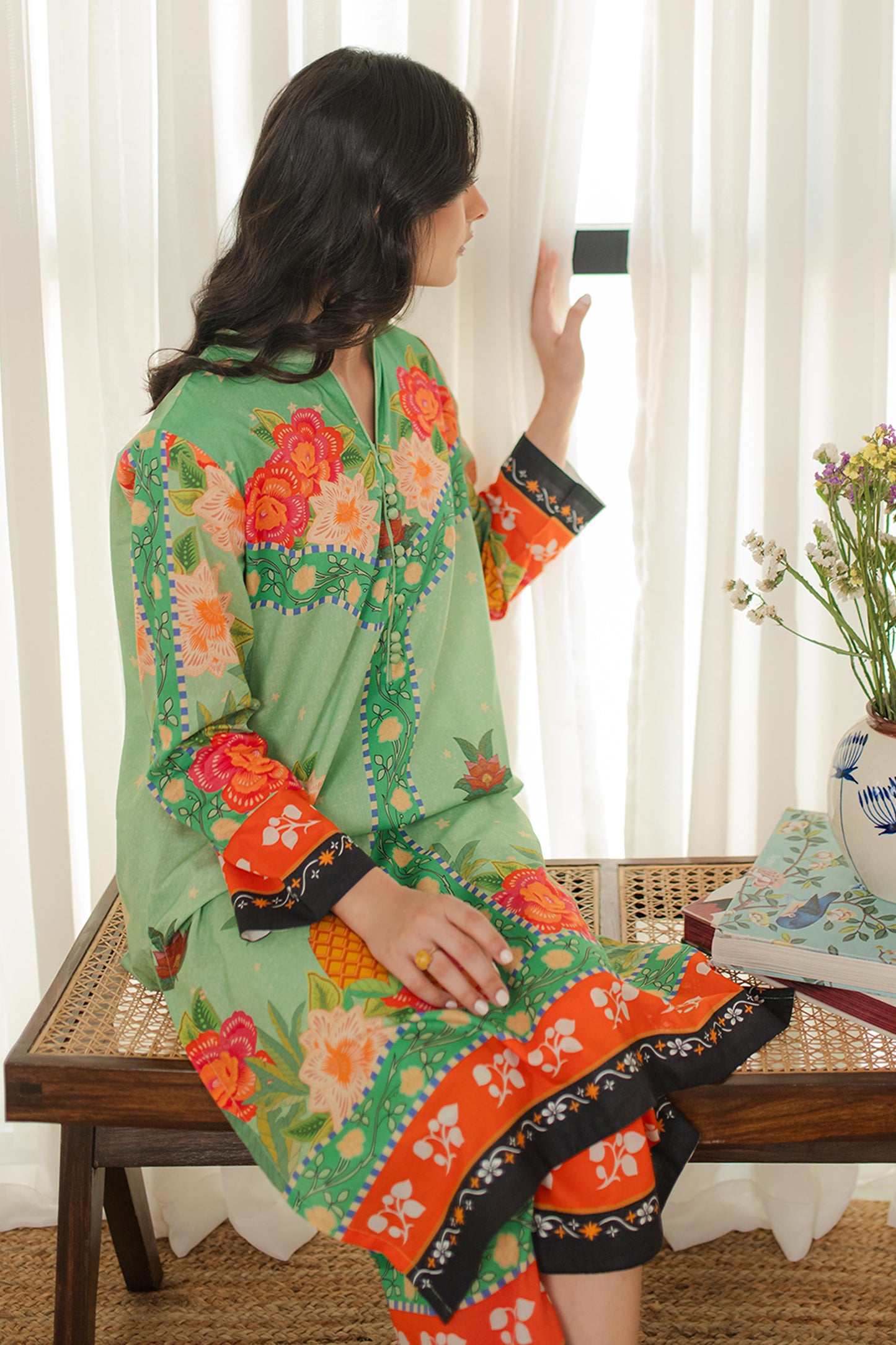 MINT PRINTED KURTA-SET