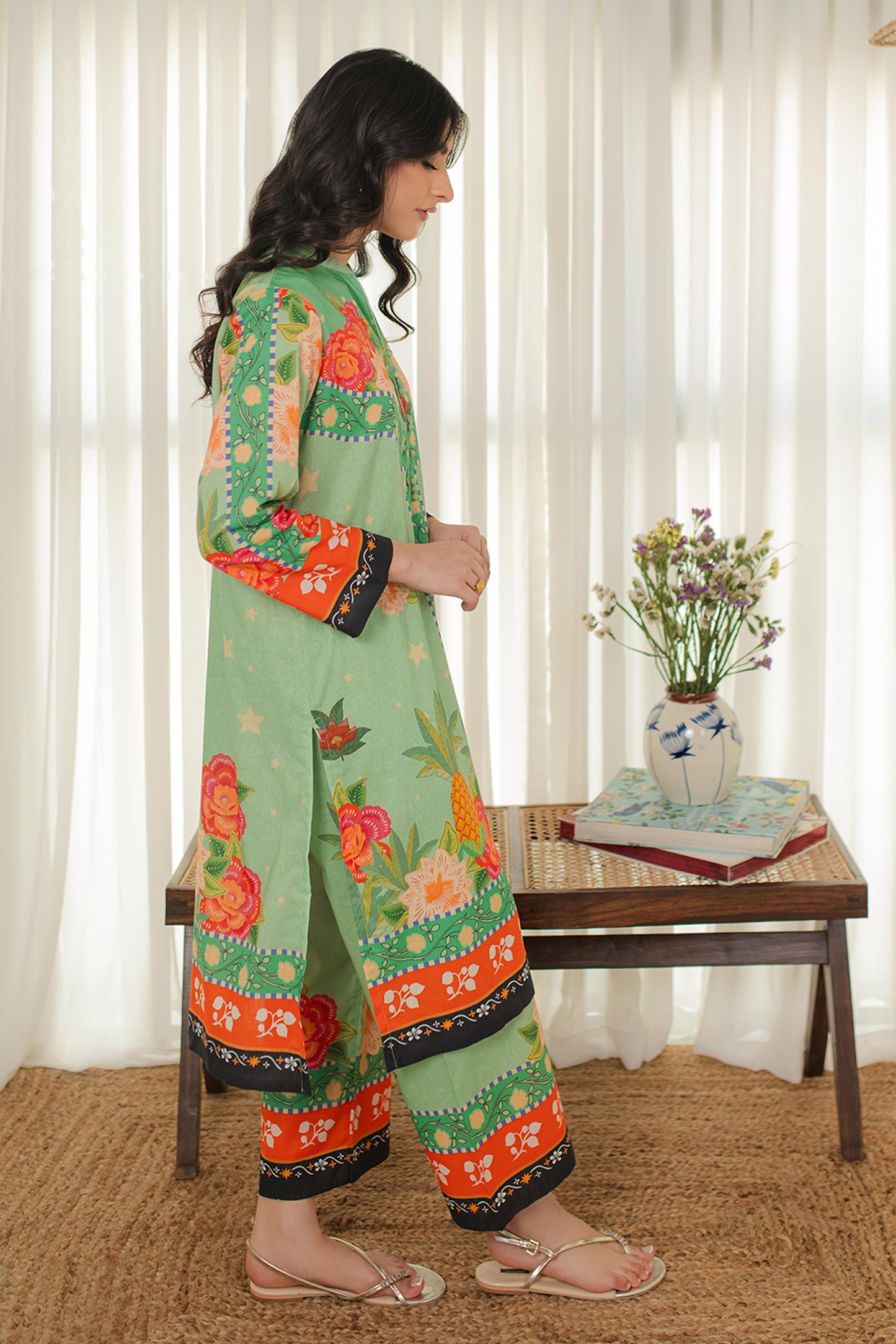 MINT PRINTED KURTA-SET