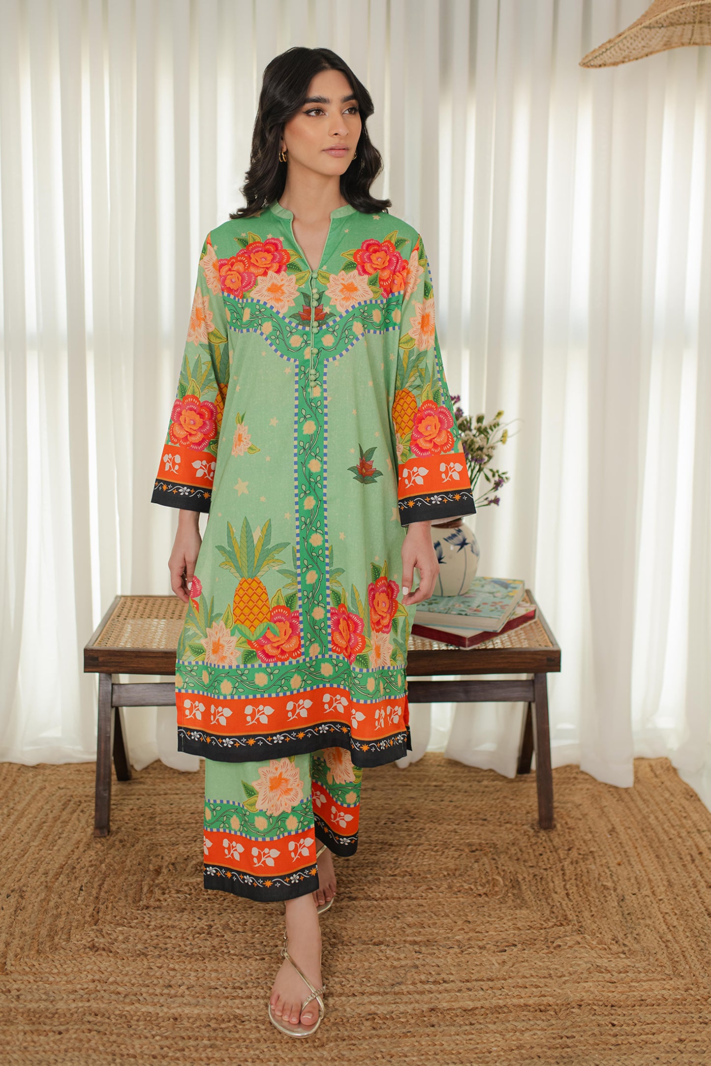 MINT PRINTED KURTA-SET