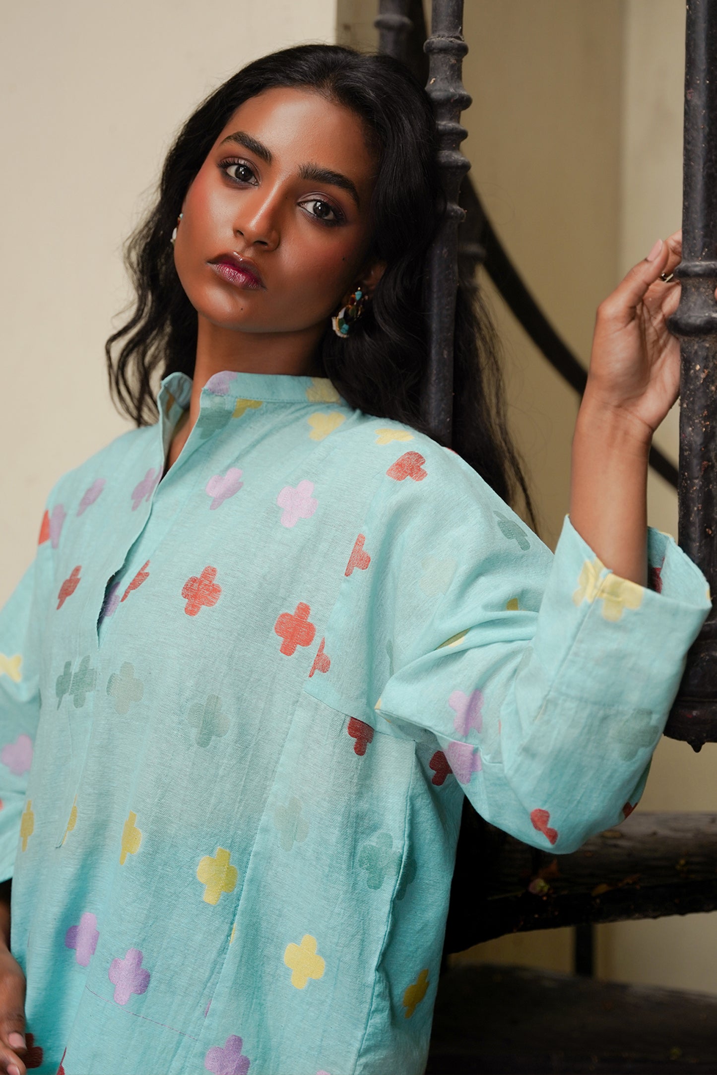 AQUA WOVEN KURTA