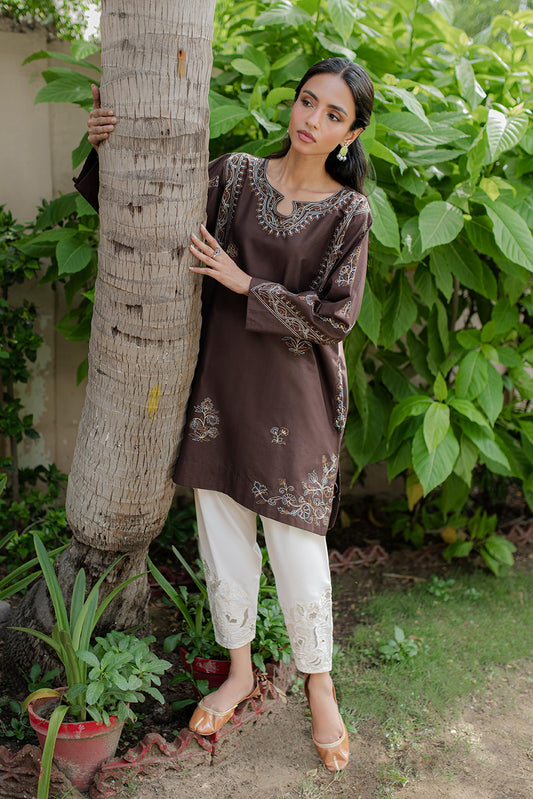 BROWN EMBROIDERED KURTA