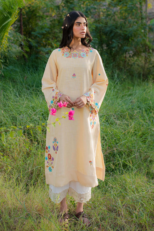 YELLOW EMBROIDERED KURTA