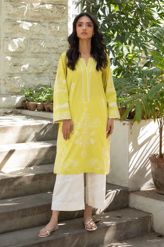 LIME EMBROIDERED KURTA