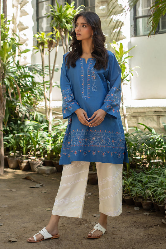 BLUE EMBROIDERED KURTA