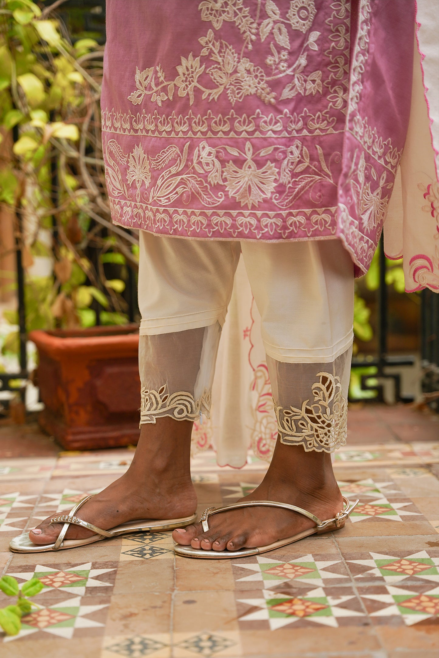 OFF-WHITE CUTWORK SHALWAR