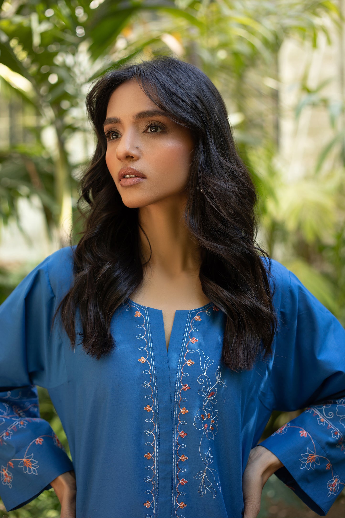 BLUE EMBROIDERED KURTA