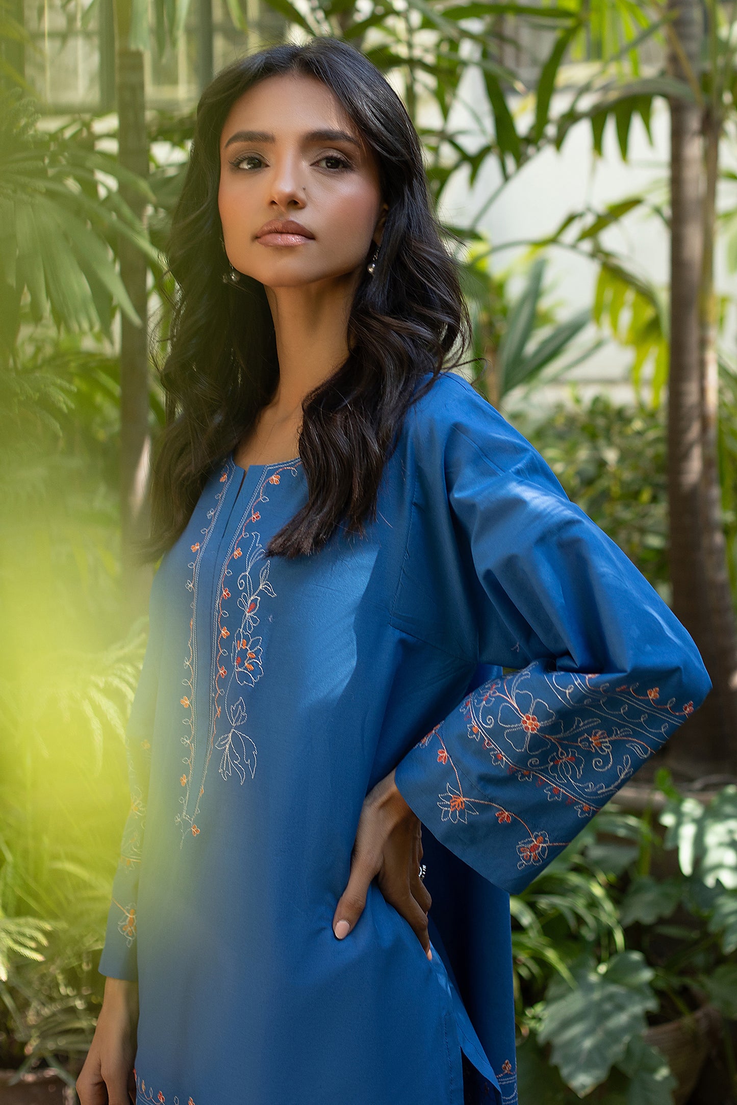 BLUE EMBROIDERED KURTA