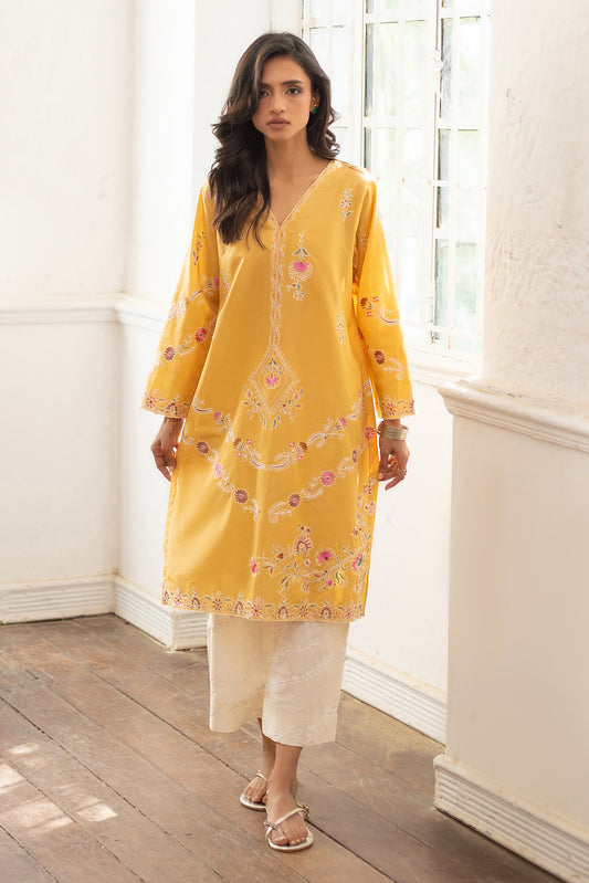 YELLOW EMBROIDERED KURTA