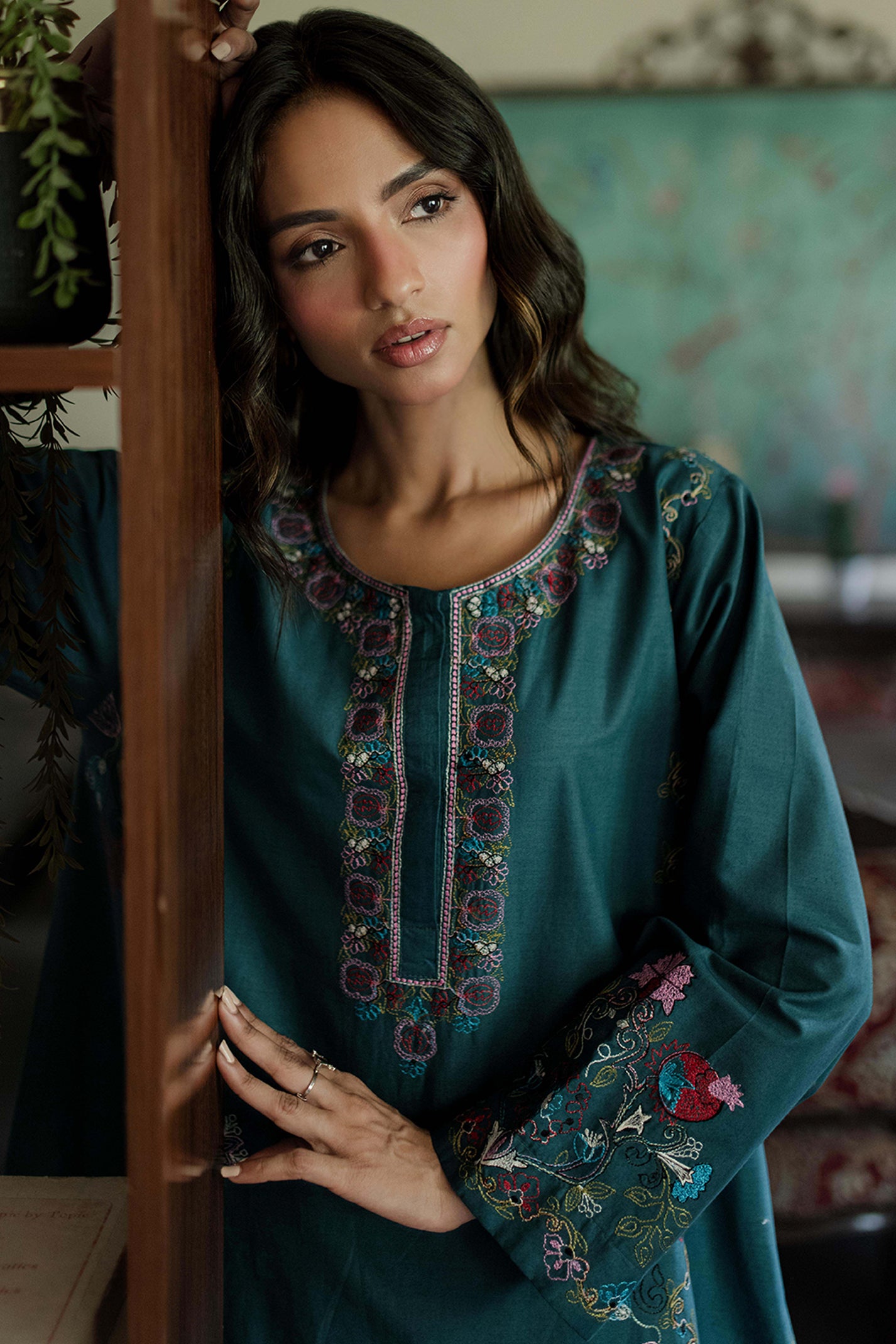 TEAL EMBROIDERED KURTA