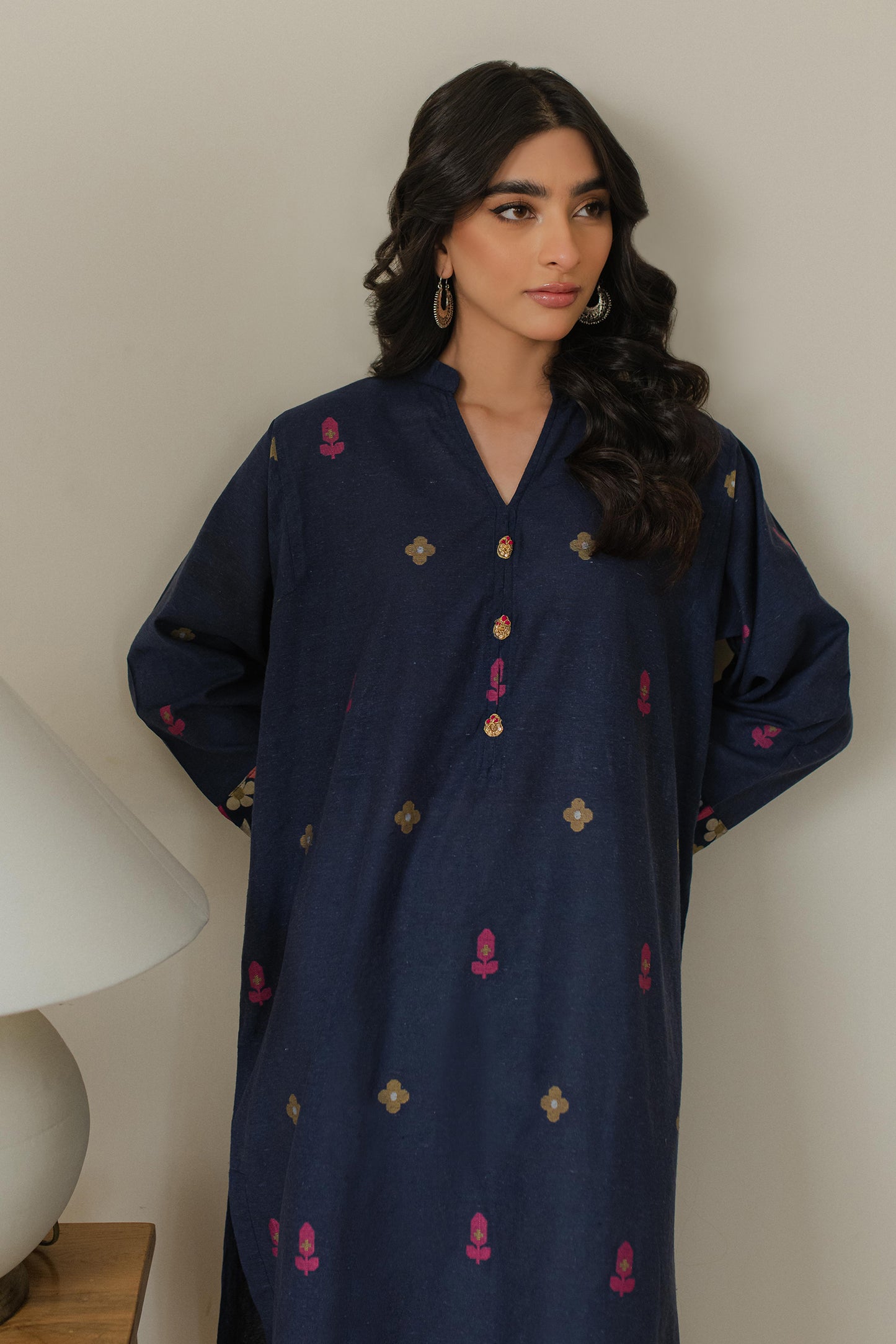 BLUE WOVEN KURTA